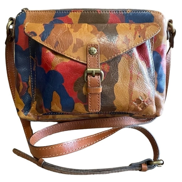 Patricia Nash Avellino Leather Camo Crossbody Bag - Classic Sleek Go-Any Where - Picture 1 of 16